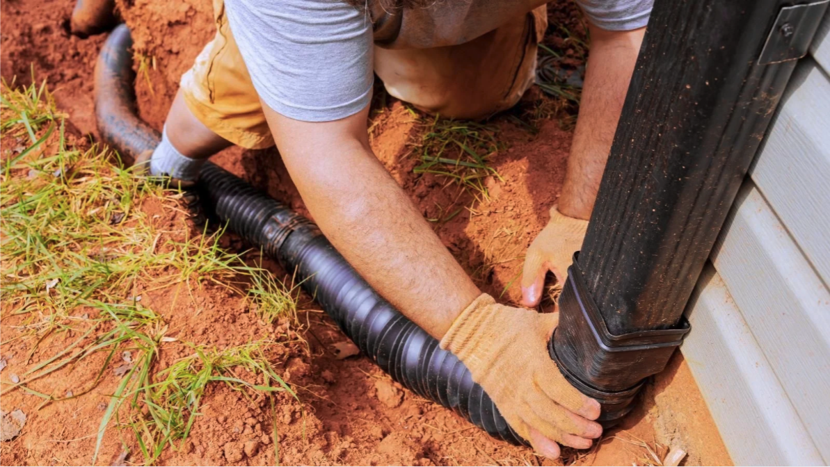 Drainage solution redirecting downspout water away from home foundation in Maine