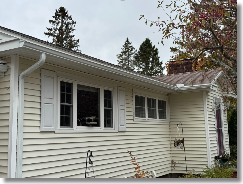 Seamless gutter installation on a Maine home by Guardian Home Services — Hampden and Bangor area